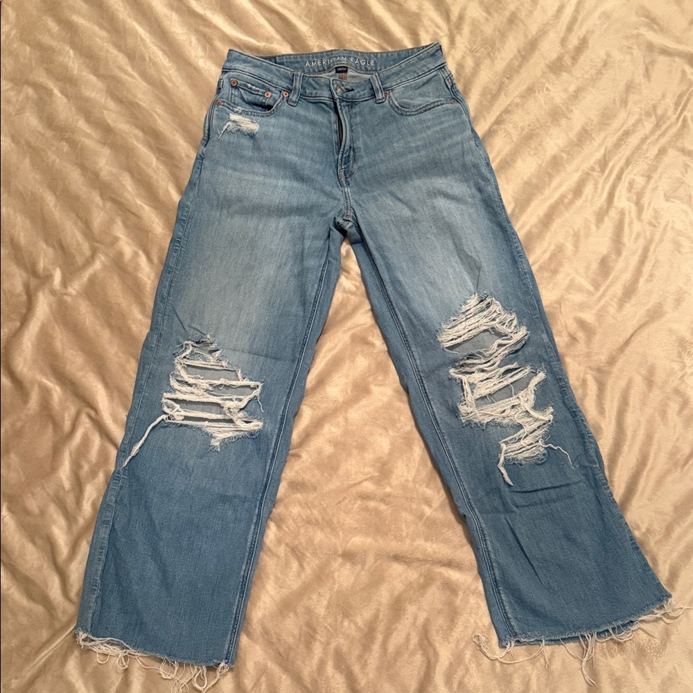 American Eagle Outfitters Light Blue Ripped Boyfriend Jeans